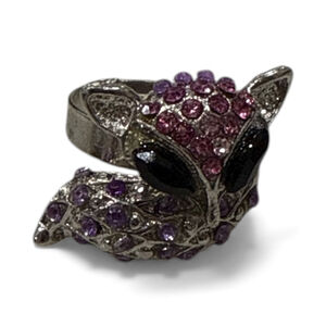 3/20🥳 Silver Fox Adjustable Rhinestone Statement Ring